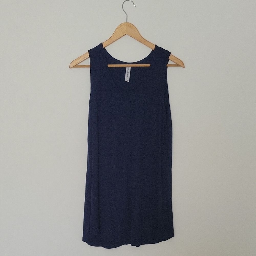 Zenana Outfitters Deep Blue Flowy Tank Top Sporty Casual Size S
